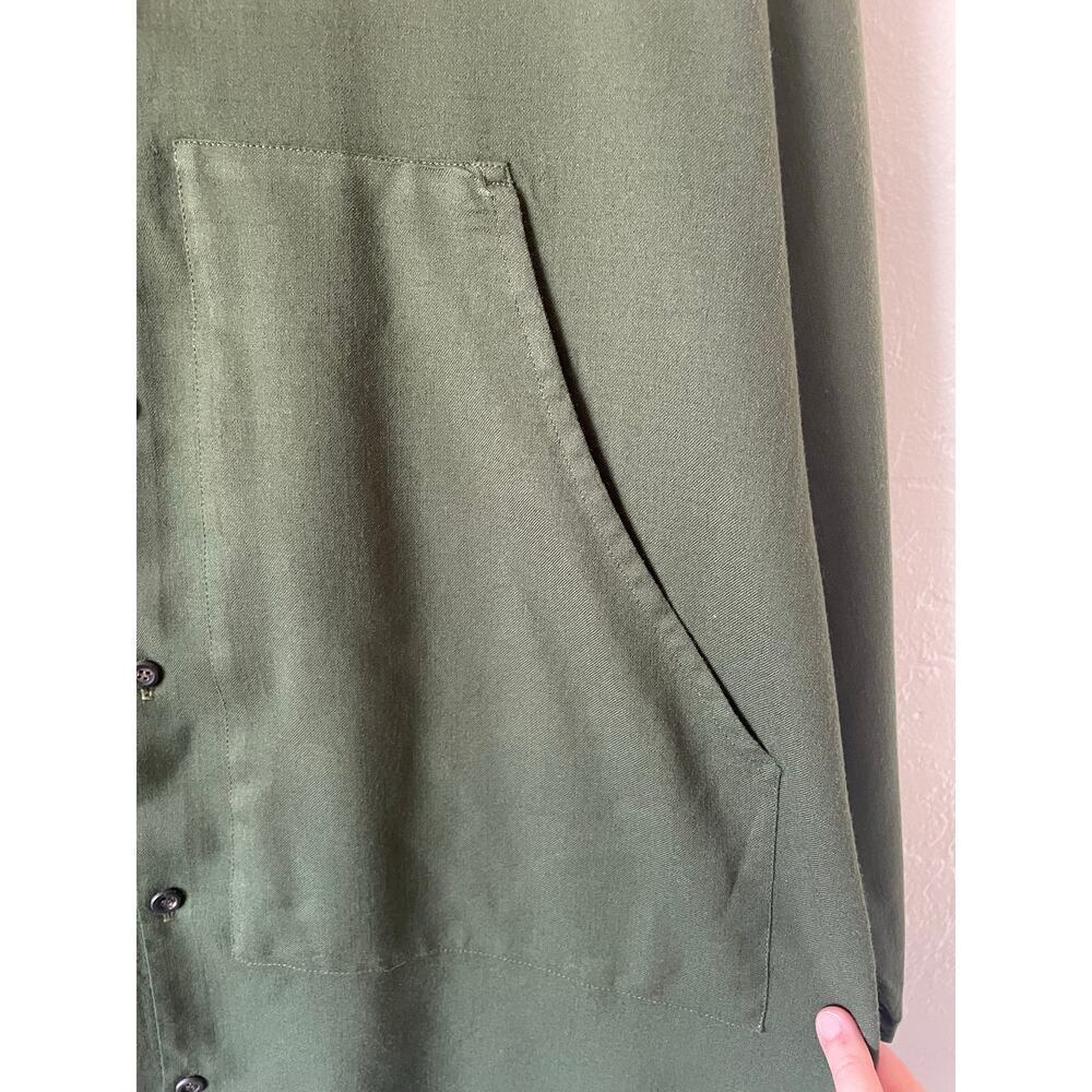 NWOT Eskandar Virgin Wool Button Down Tunic Quiet Luxury Lagenlook Green Artsy - Picture 6 of 10